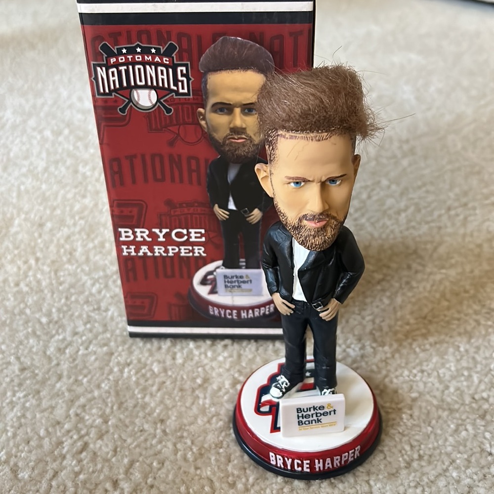 NIB Bryce Harper Rare 2018 “Grease Hair” Potomac Nationals Bobblehead